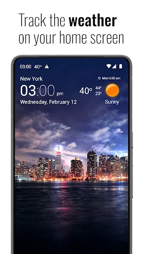Transparent clock and weather screenshot