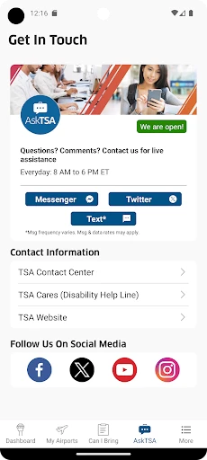 MyTSA screenshot