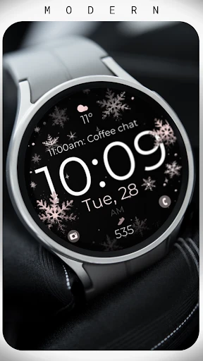 Snowflake rose gold watch face screenshot