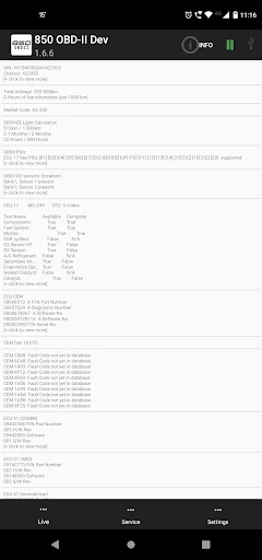 850 OBD-II screenshot