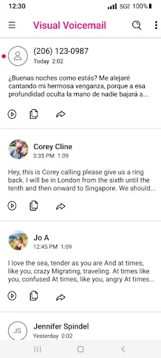 Visual Voicemail screenshot