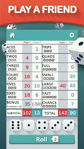 Yazy the yatzy dice game screenshot