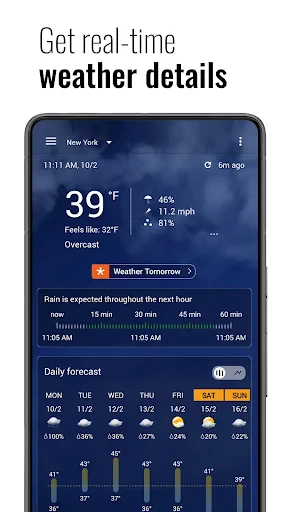 Transparent clock and weather screenshot