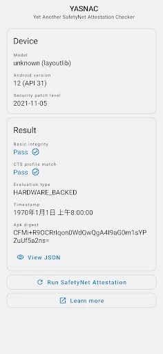 YASNAC - SafetyNet Checker screenshot
