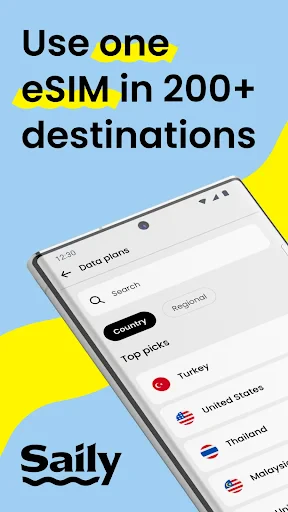 Saily: An eSIM travel app screenshot