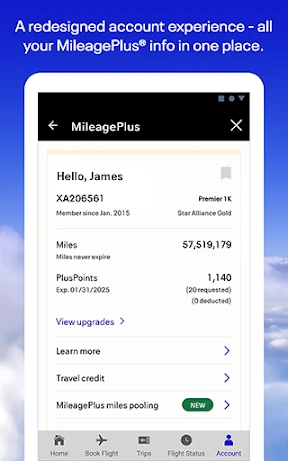United Airlines screenshot