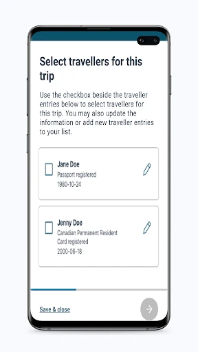 ArriveCAN screenshot