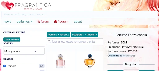 Fragrantica Perfumes screenshot