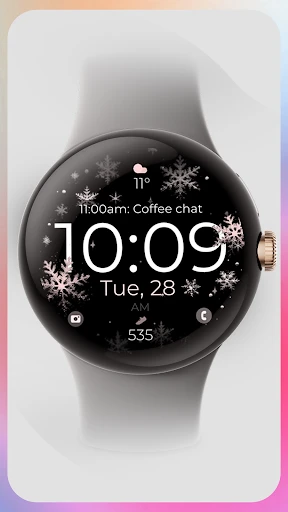 Snowflake rose gold watch face screenshot